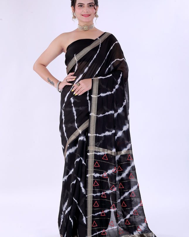 Trikon Saree Black
