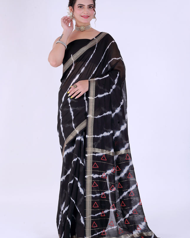 Trikon Saree Black