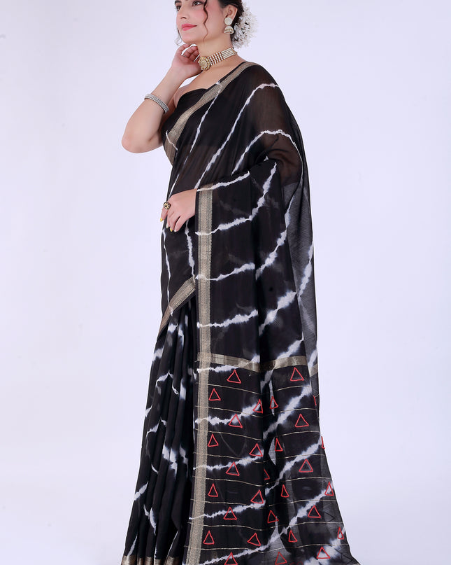 Trikon Saree Black