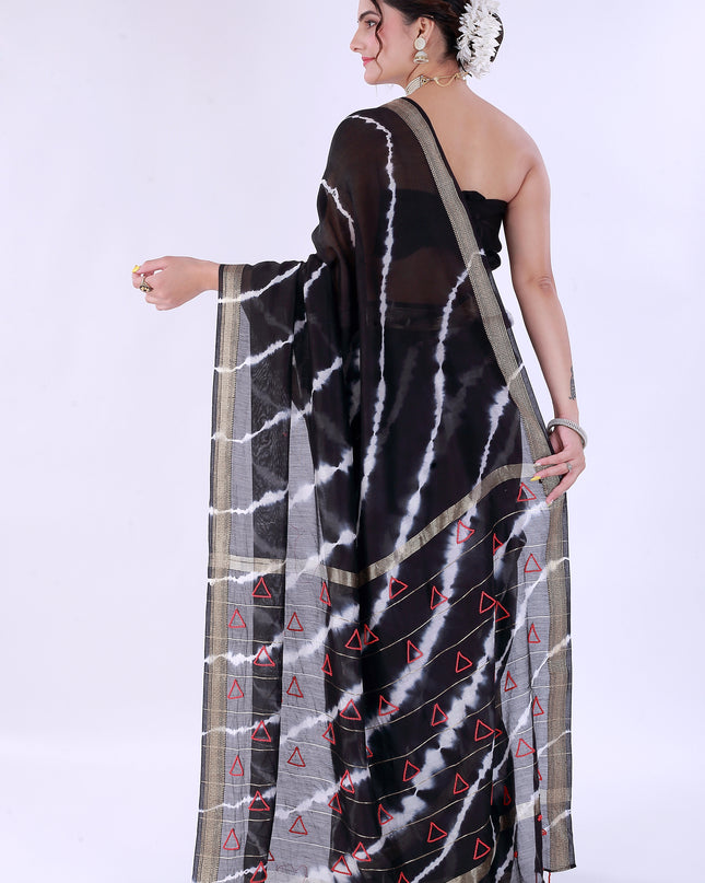 Trikon Saree Black