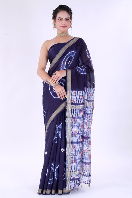 Kaju Katli Navy Blue Saree