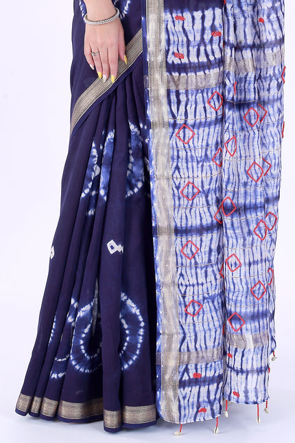 Kaju Katli Navy Blue Saree