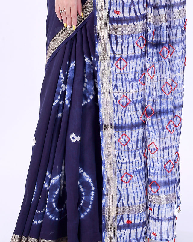 Kaju Katli Navy Blue Saree