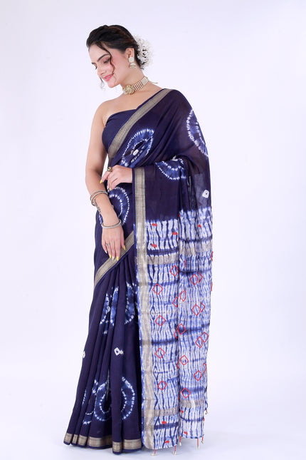 Kaju Katli Navy Blue Saree
