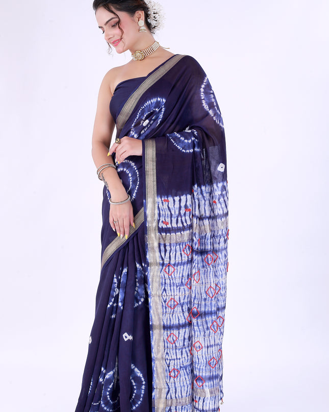 Kaju Katli Navy Blue Saree