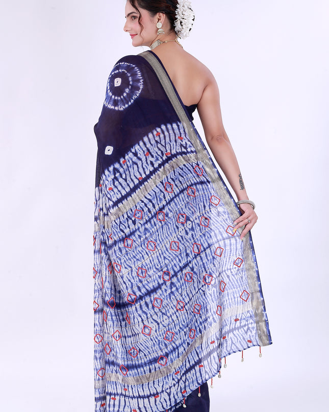 Kaju Katli Navy Blue Saree