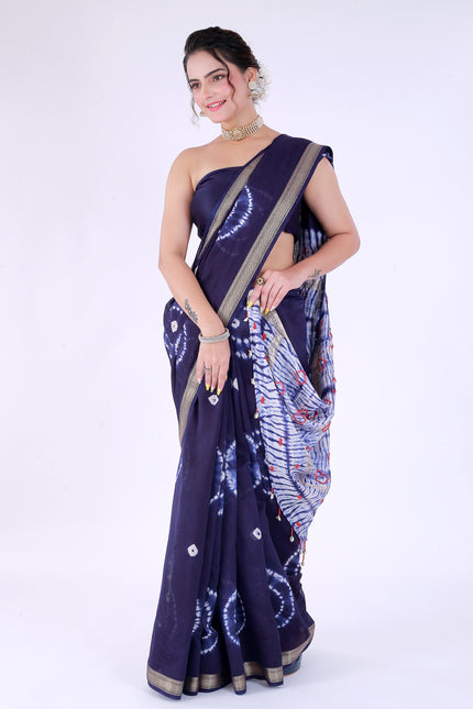 Kaju Katli Navy Blue Saree