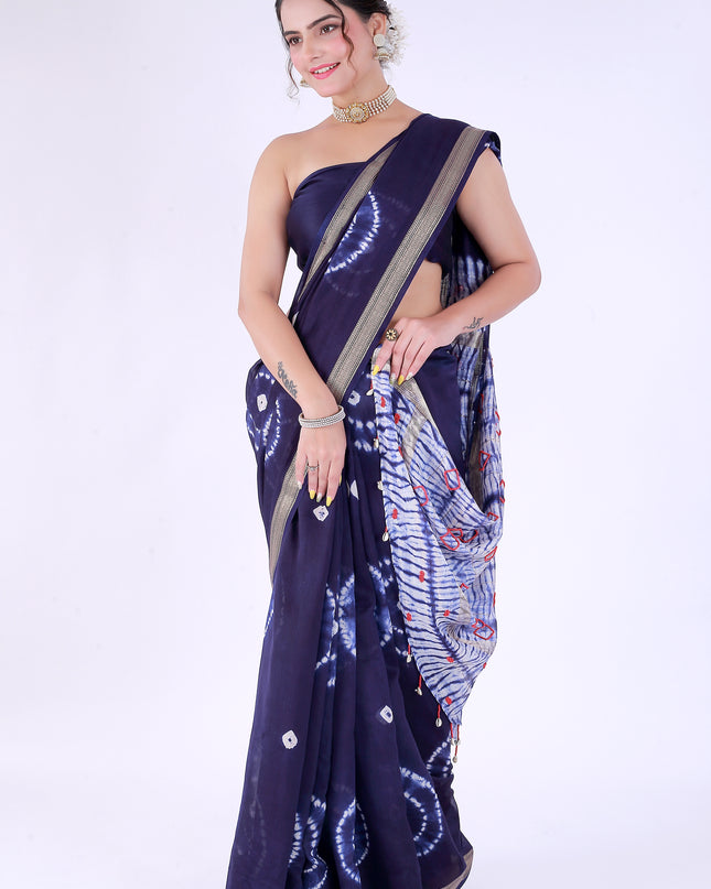 Kaju Katli Navy Blue Saree