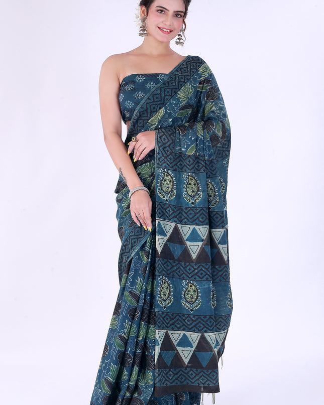 Morni Block Print Saree