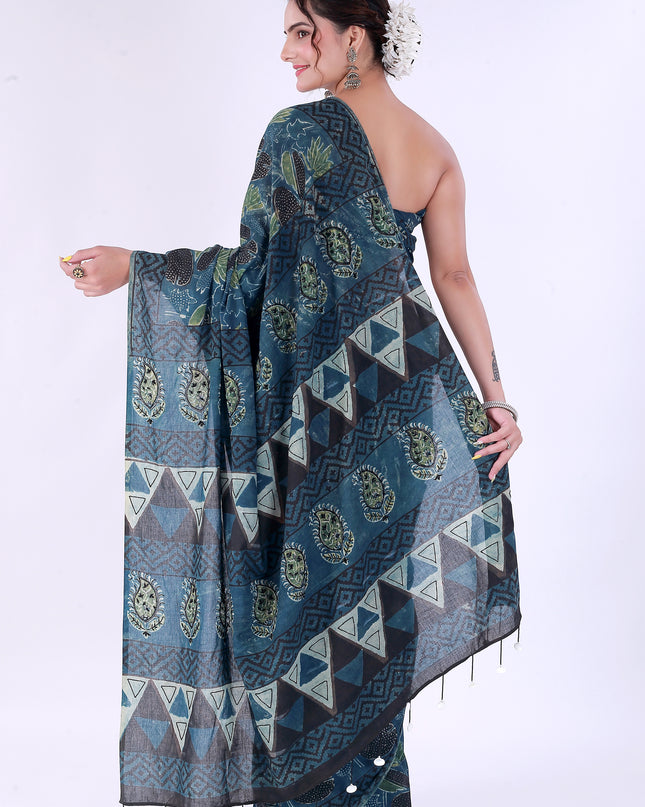 Morni Block Print Saree