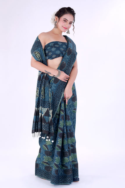 Morni Block Print Saree