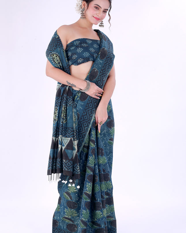 Morni Block Print Saree