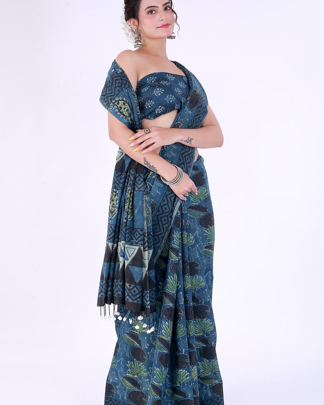 Morni Block Print Saree