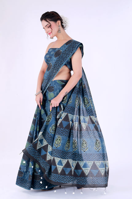 Morni Block Print Saree