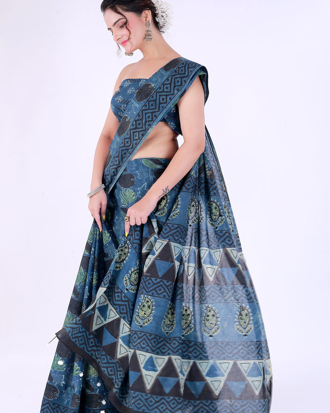 Morni Block Print Saree