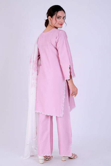 Baby Pink Tye Dye Patti Suit Set