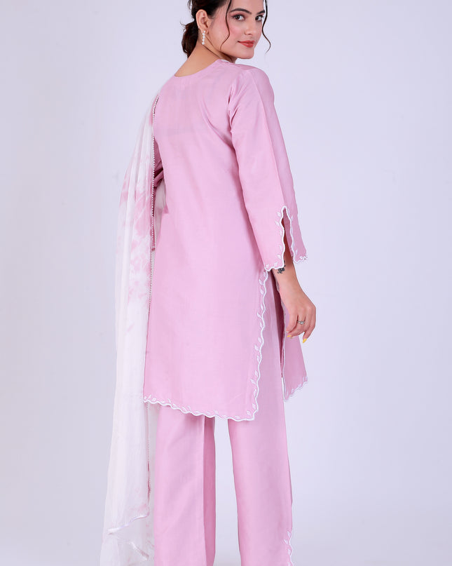 Baby Pink Tye Dye Patti Suit Set