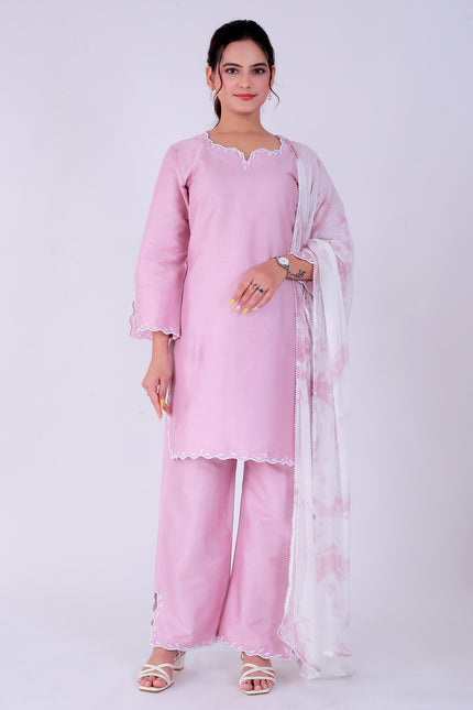Baby Pink Tye Dye Patti Suit Set