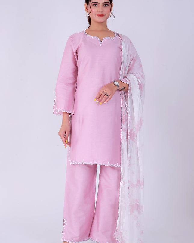 Baby Pink Tye Dye Patti Suit Set