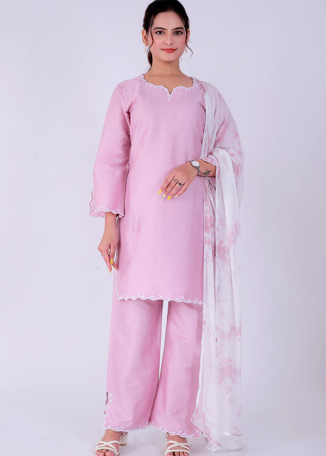 Baby Pink Tye Dye Patti Suit Set