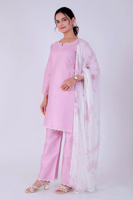 Baby Pink Tye Dye Patti Suit Set