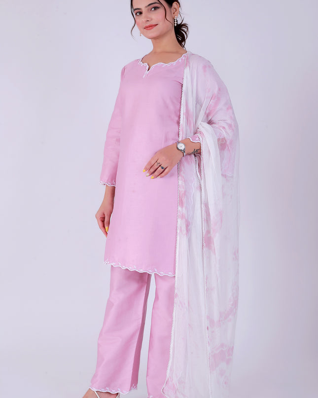 Baby Pink Tye Dye Patti Suit Set