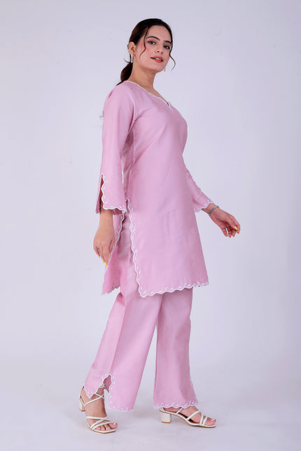 Baby Pink Tye Dye Patti Suit Set