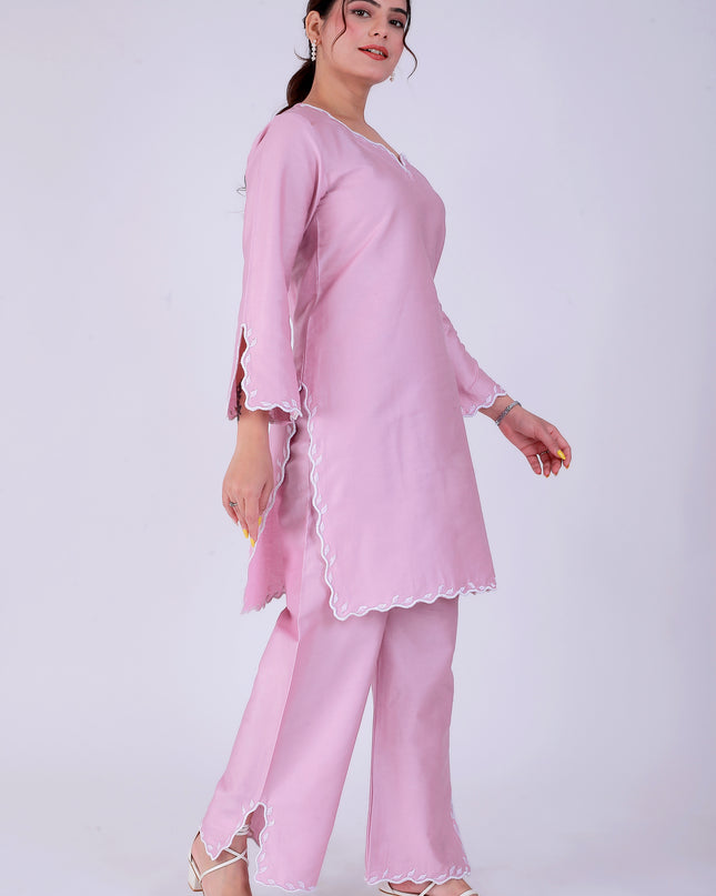 Baby Pink Tye Dye Patti Suit Set