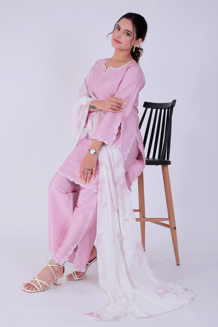 Baby Pink Tye Dye Patti Suit Set