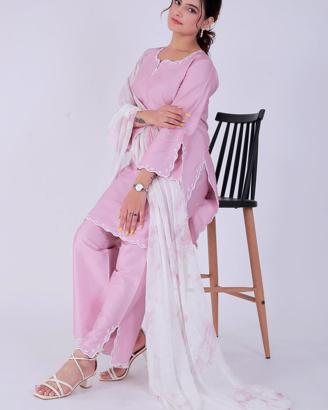 Baby Pink Tye Dye Patti Suit Set