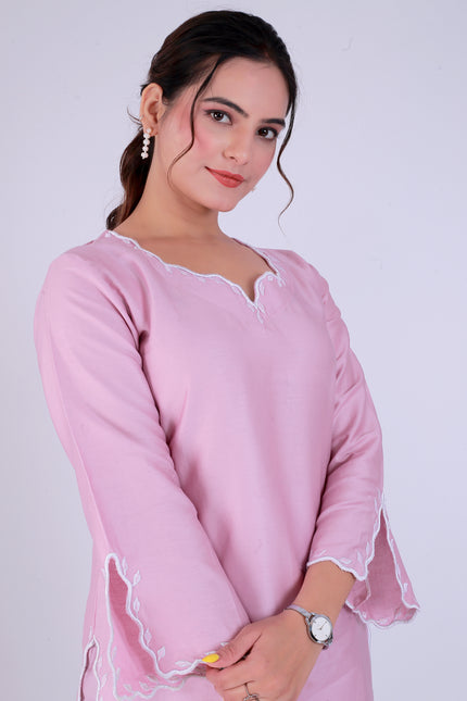 Baby Pink Tye Dye Patti Suit Set