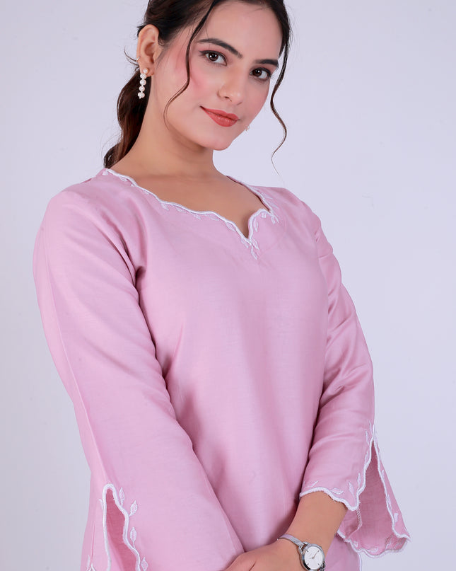 Baby Pink Tye Dye Patti Suit Set