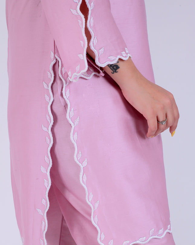 Baby Pink Tye Dye Patti Suit Set