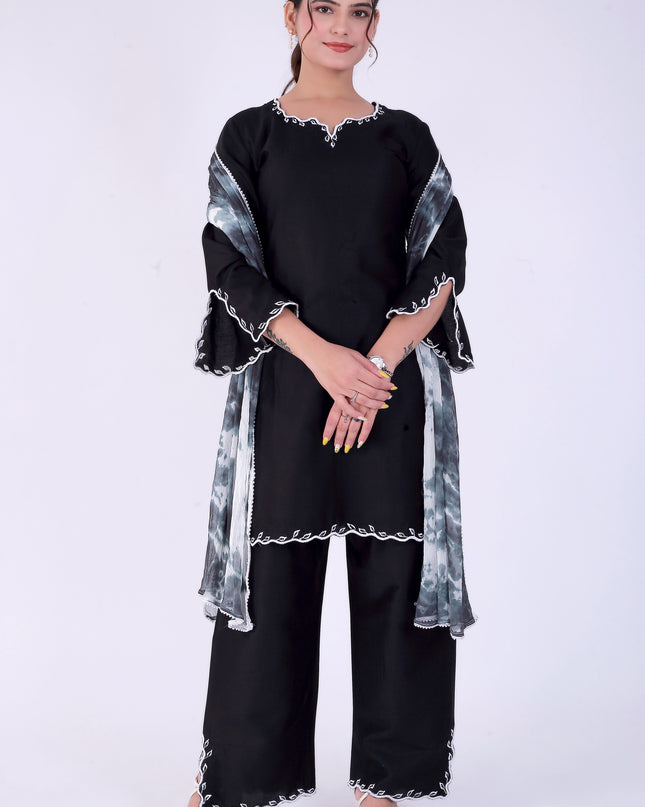 Black Tye Dye Patti Suit Set