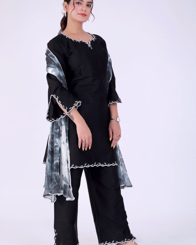 Black Tye Dye Patti Suit Set