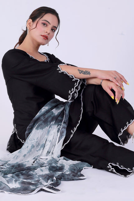 Black Tye Dye Patti Suit Set