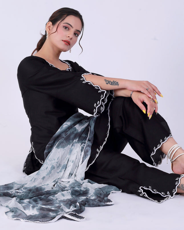 Black Tye Dye Patti Suit Set