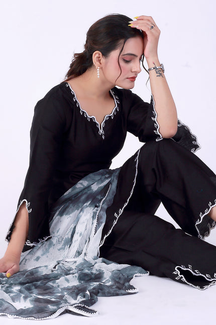 Black Tye Dye Patti Suit Set