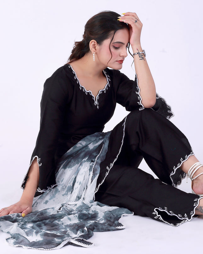 Black Tye Dye Patti Suit Set