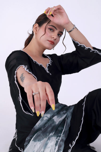 Black Tye Dye Patti Suit Set