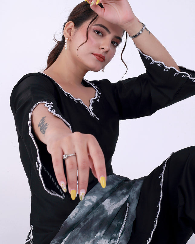 Black Tye Dye Patti Suit Set