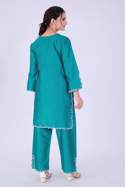 Teal Tye Dye Patti Suit Set