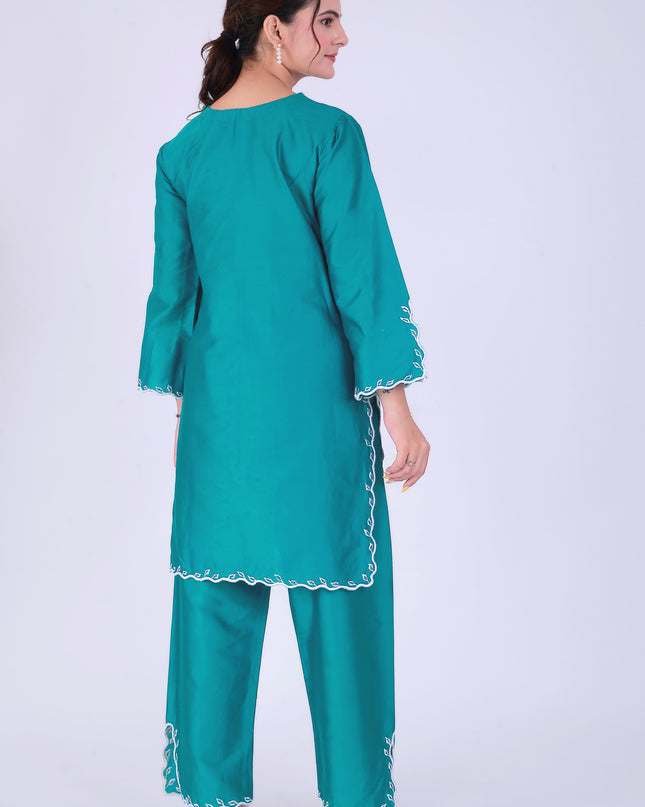 Teal Tye Dye Patti Suit Set