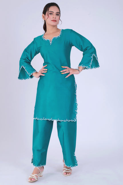 Teal Tye Dye Patti Suit Set