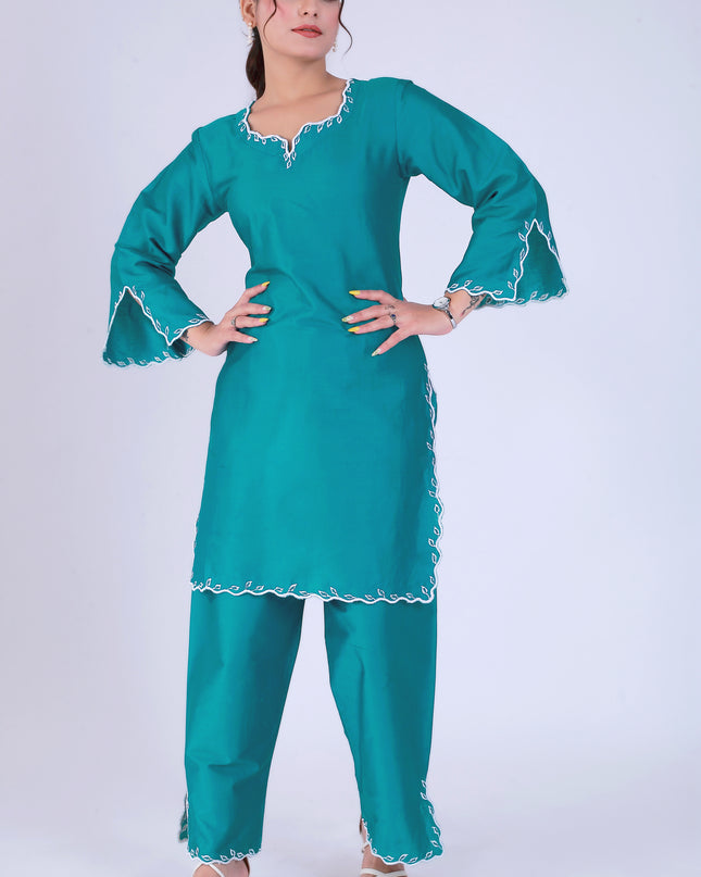 Teal Tye Dye Patti Suit Set