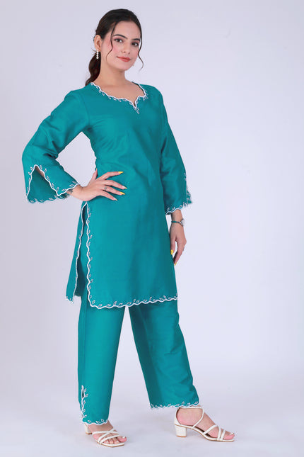 Teal Tye Dye Patti Suit Set