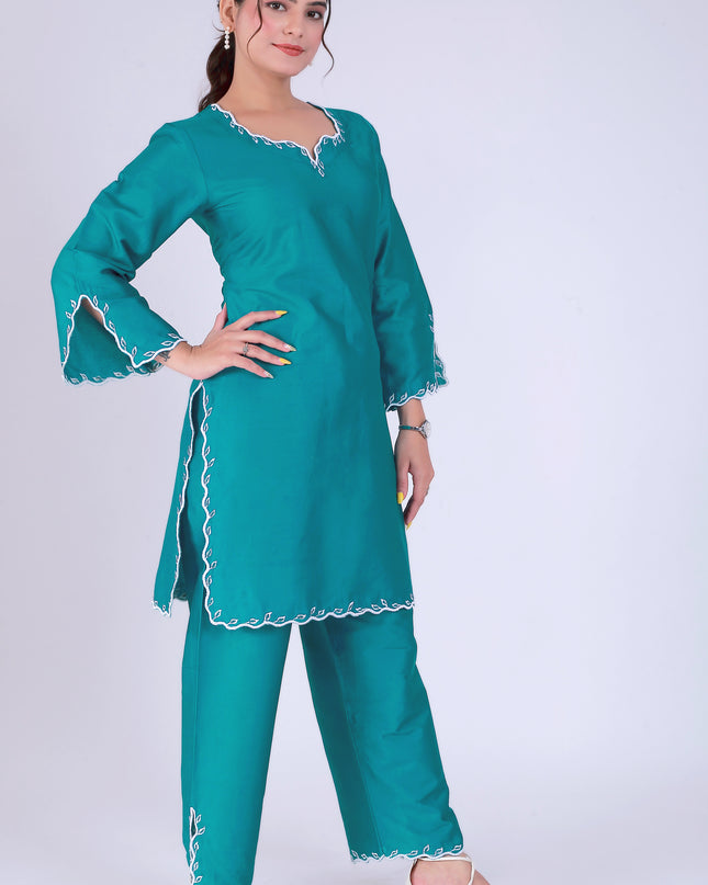 Teal Tye Dye Patti Suit Set