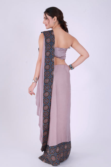 Ajrakh Onion Pink Saree