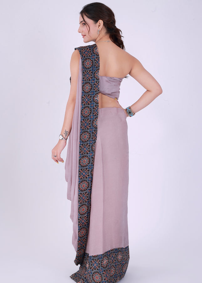 Ajrakh Onion Pink Saree