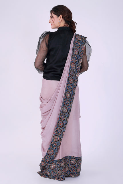 Ajrakh Onion Pink Saree